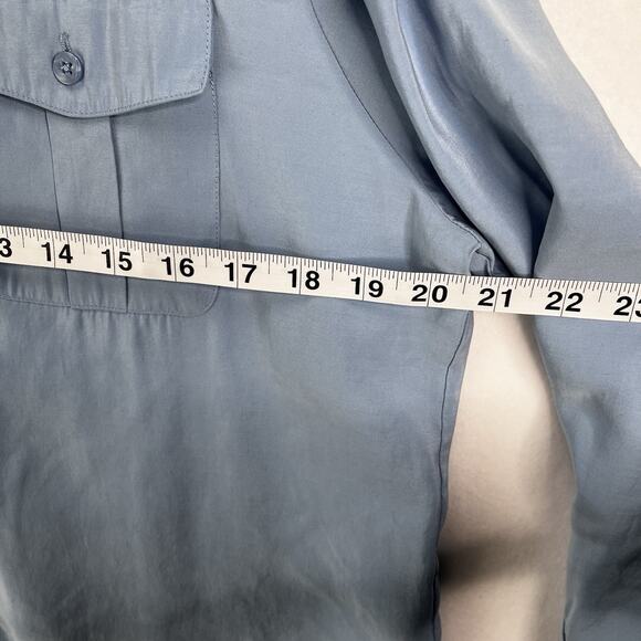 CHICOS Baby Blue Long Sleeve Blouse Sz 1 Women Sz M/8 Light Weight Career Work - Picture 8 of 10